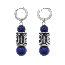 Серьги-амулеты с руной из нержавеющей стали Исток, Лазурит SERX02-31