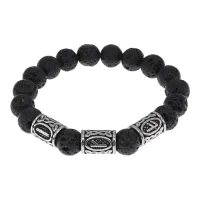 Браслет Зеркальный личный амулет, нат.камень Лава 10мм BSRB1-006-01