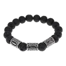 Браслет Зеркальный личный амулет, нат.камень Лава 10мм BSRB1-006-01