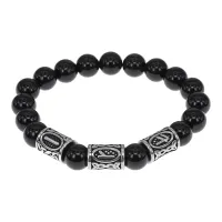 Браслет Зеркальный личный амулет, нат.камень Черный агат 10мм BSRB1-006-02