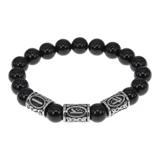 Браслет Зеркальный личный амулет, нат.камень Черный агат 10мм BSRB1-006-02