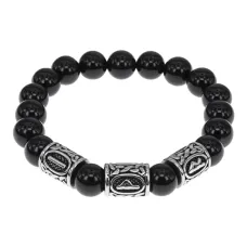 Браслет Материальное благополучие, нат.камень Черный агат 10мм BSRB1-008-01