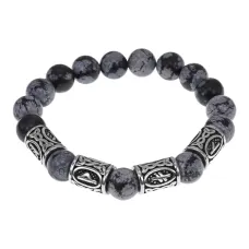 Браслет Получение желаемого, нат.камень Снежный обсидиан 10мм BSRB1-012-02