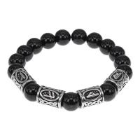 Браслет Благополучие и успех, нат.камень Черный агат 10мм BSRB1-016-01