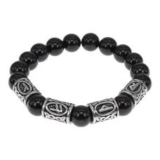 Браслет Благополучие и успех, нат.камень Черный агат 10мм BSRB1-016-01
