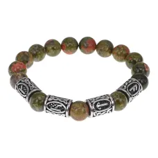 Браслет Пробуждение страсти, нат.камень Унакит 10мм BSRB1-017-01
