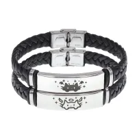 Парный кожаный браслет Коты черт и ангел BSKRP1-006