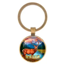 Круглый брелок, цвет бронза, Алтай C0402017