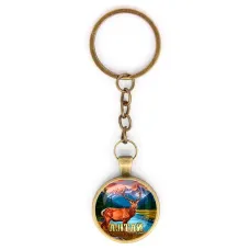 Круглый брелок, цвет бронза, с цепочкой, Алтай C0402018