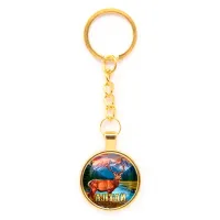 Круглый брелок, цвет золото, с цепочкой, Алтай C0402020