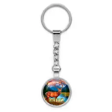 Круглый брелок, цвет серебро, с цепочкой, Алтай C0402022