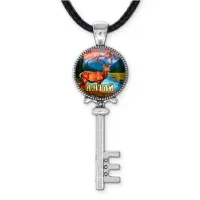 Кулон ключ, цвет серебро, со шнурком, Алтай C0402043
