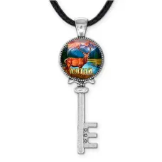 Кулон ключ, цвет серебро, со шнурком, Алтай C0402043