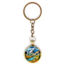 Круглый брелок, цвет бронза, с цепочкой, Алтай C0403018