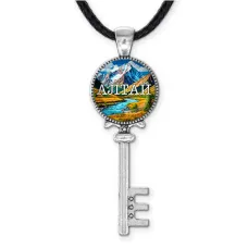 Кулон ключ, цвет серебро, со шнурком, Алтай C0403043