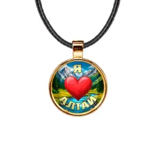 Кулон, цвет золото, со шнурком, Я люблю Алтай C0408033