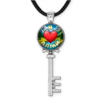 Кулон ключ, цвет серебро, со шнурком, Я люблю Алтай C0408043