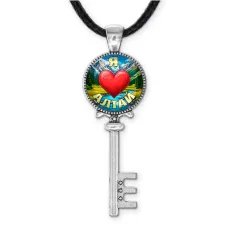 Кулон ключ, цвет серебро, со шнурком, Я люблю Алтай C0408043