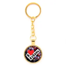 Круглый брелок, цвет золото, с цепочкой, Я люблю Кубань C0501020
