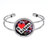 Браслет металлический, цвет серебро, Я люблю Кубань C0501034