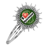 Заколка металлическая, цвет серебро, Я люблю Краснодар C0502045