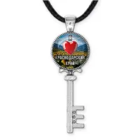 Кулон ключ, цвет серебро, со шнурком, Я люблю Краснодарский край C0503043