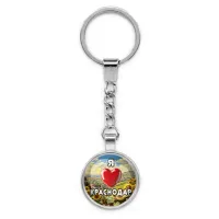 Круглый брелок, цвет серебро, с цепочкой, Я люблю Краснодар C0504022