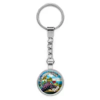 Круглый брелок, цвет серебро, с цепочкой, Краснодарский край C0506022