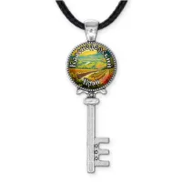 Кулон ключ, цвет серебро, со шнурком, Краснодарский край C0507043