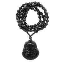 Амулет с четками Хотей, стекло, черный AK003-2
