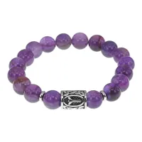 Браслет с руной Мир нерж.сталь, Аметист 10мм BSRNX10-01-02