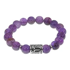 Браслет с руной Мир нерж.сталь, Аметист 10мм BSRNX10-01-02
