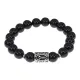 Браслет с руной Чернобог, нержавеющая сталь, Черный агат 10 мм BSRNX10-02-01