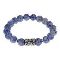 Браслет с руной Алатырь нержавеющая сталь, Содалит 10мм BSRNX10-03-02