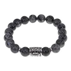 Браслет с руной Радуга, нерж. сталь, Лабрадор 10мм BSRNX10-04-01