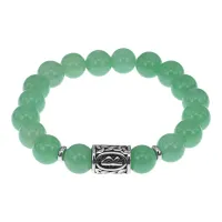 Браслет с руной Радуга, нержавеющая сталь, Нефрит 10мм BSRNX10-04-02