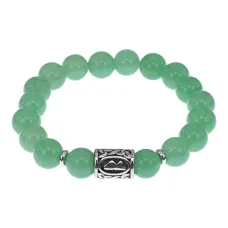 Браслет с руной Радуга, нержавеющая сталь, Нефрит 10мм BSRNX10-04-02