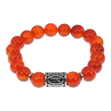 Браслет с руной Крада нерж.сталь, Сердолик 10мм BSRNX10-06-01