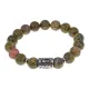 Браслет с руной Треба, нерж. сталь, Унакит 10мм BSRNX10-07-02