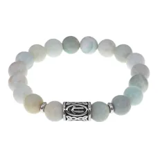 Браслет с руной Ветер нерж.сталь, Амазонит 10мм BSRNX10-09-01