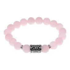 Браслет с руной Берегиня, нерж. сталь, Розовый кварц 10мм BSRNX10-10-01