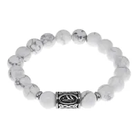 Браслет с руной Берегиня нерж.сталь, Кахолонг 10мм BSRNX10-10-02