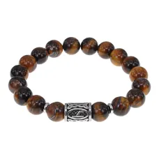 Браслет с руной Уд нерж.сталь, Тигровый глаз 10мм BSRNX10-11-01