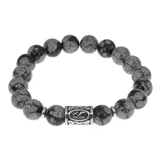 Браслет с руной Уд нерж.сталь, Обсидиан 10мм BSRNX10-11-02