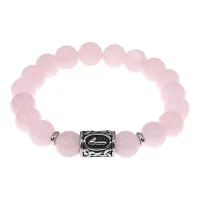 Браслет с руной Леля нерж.сталь, Розовый кварц 10мм BSRNX10-12-02