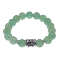 Браслет с руной Даждьбог нерж.сталь, Нефрит 10мм BSRNX10-14-02