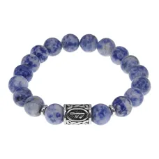 Браслет с руной Есть, нерж. сталь, Содалит 10мм BSRNX10-15-02