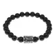Браслет с руной Чернобог, нерж. сталь, Черный агат 8мм BSRNX8-02-01