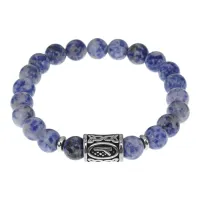 Браслет с руной Алатырь нерж.сталь, Содалит 8мм BSRNX8-03-02
