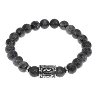 Браслет с руной Радуга, нерж. сталь, Лабрадор 8мм BSRNX8-04-01